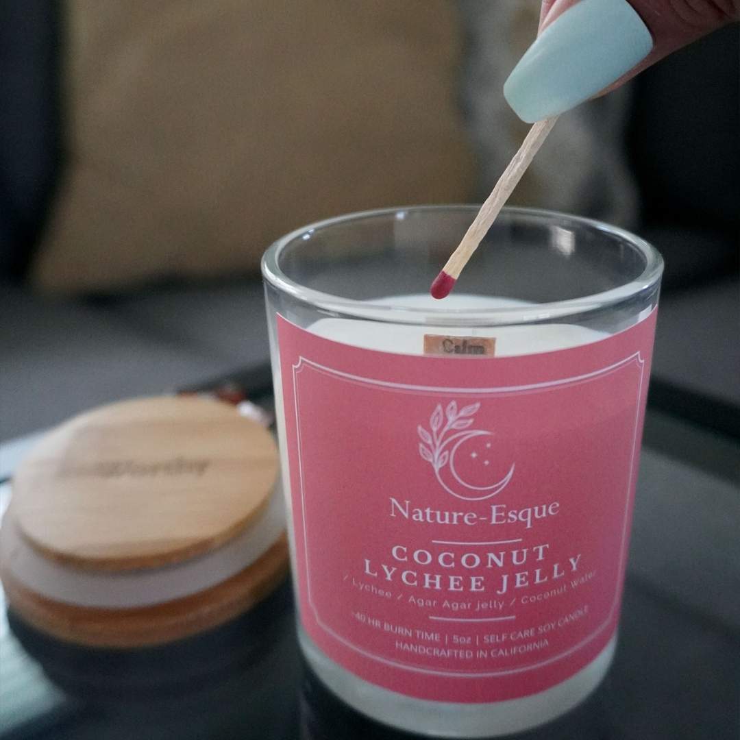 Coconut Lychee Jelly | FRESH LYCHEE Scented Affirmation Candle Nature-Esque