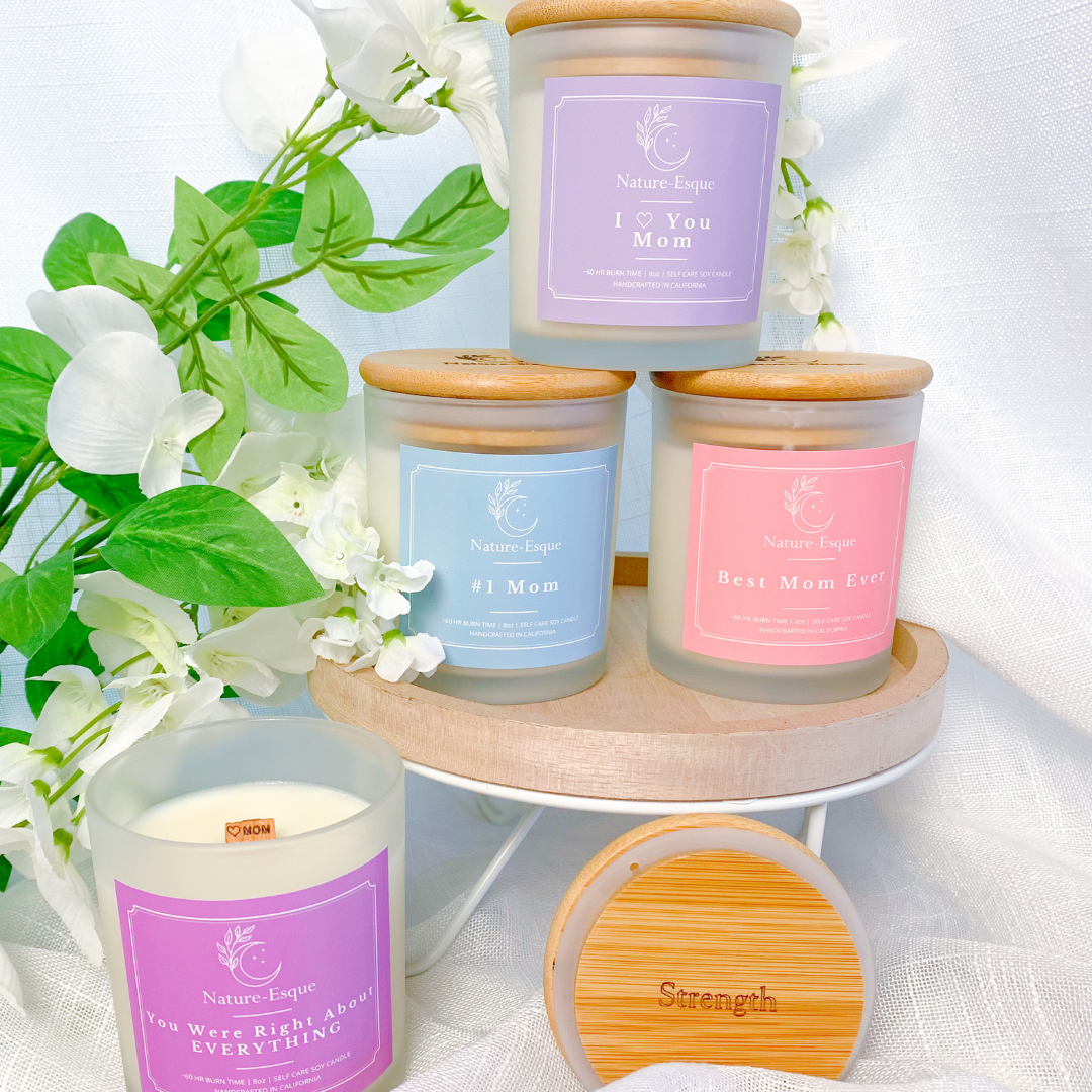 For Mom Bundle - Seaside Plumeria & Meadow Breeze Scented Affirmation Candle Nature-Esque